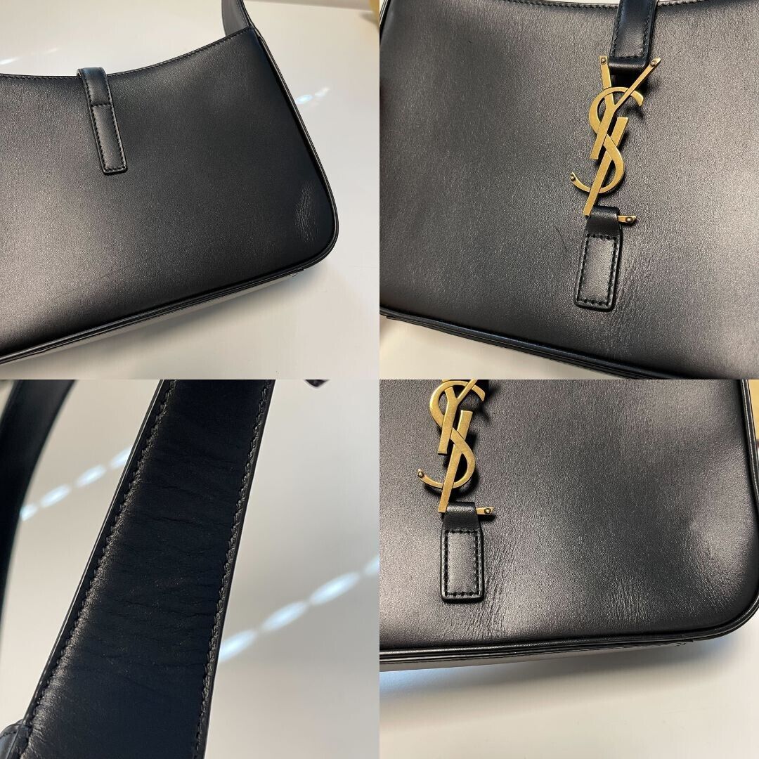 Saint Laurent Le 5 a 7 Hobo Leather Small in Smooth Leather Black Handbag