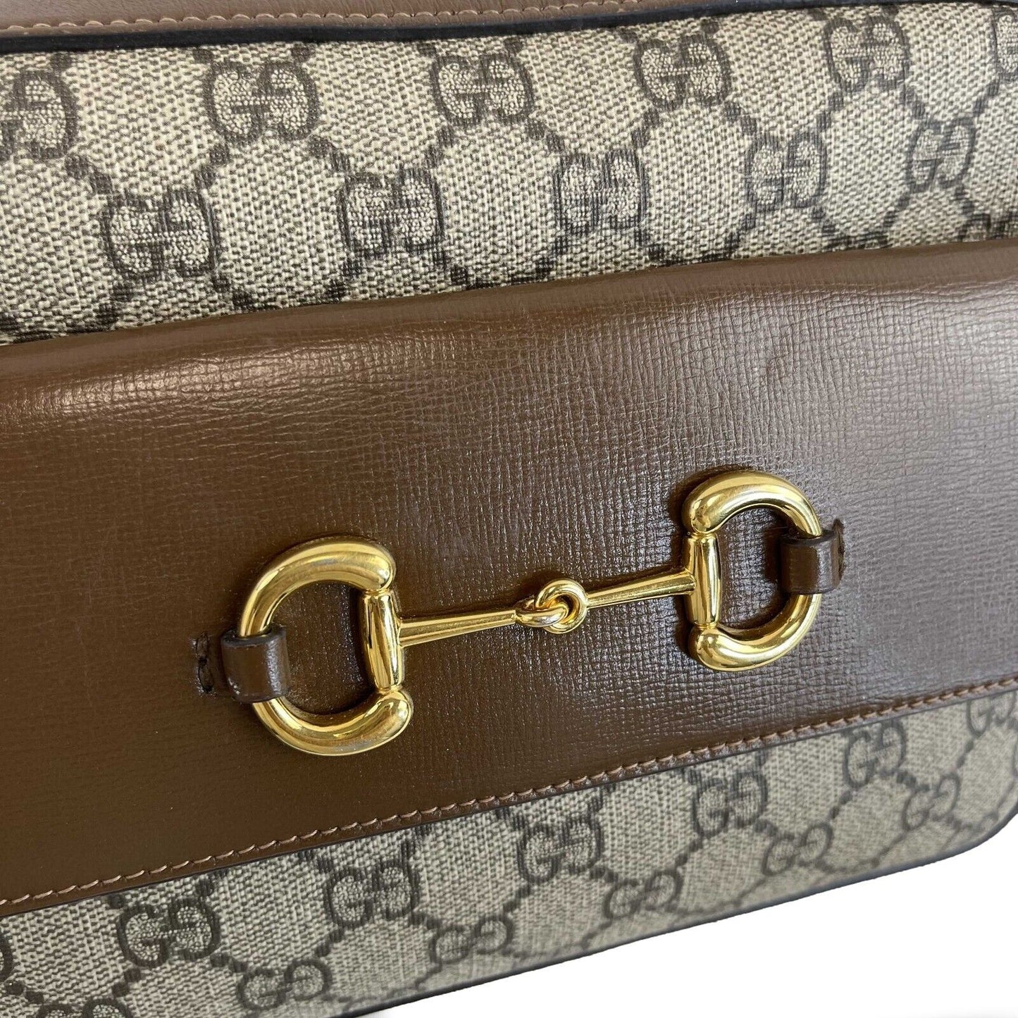 Gucci GG Supreme Horsebit 1955 Crossbody Shoulder Bag Brown Beige