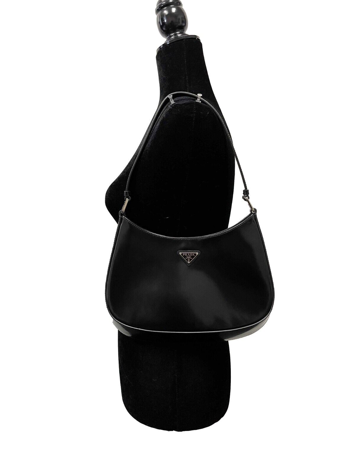 Prada New Cleo Brushed Leather Black Handbag