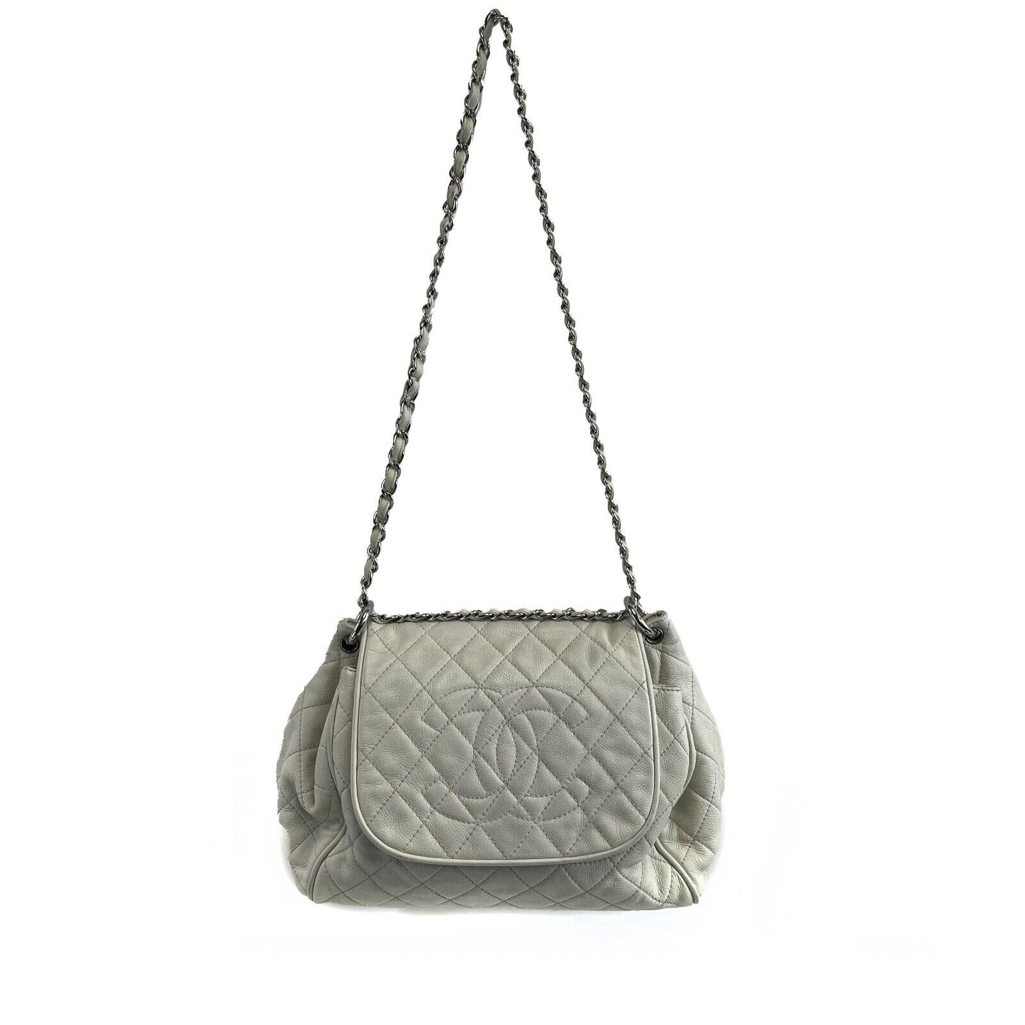 Chanel Timeless Accordion Flap Bag Quilted Caviar 09 White Handbag