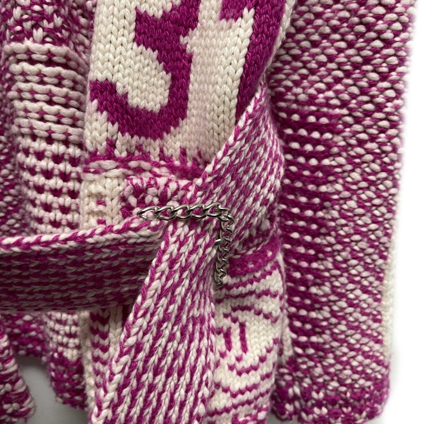 Chanel 20C Cocomark belted pink and white Cashmere knit cardigan 34 US 2 sweater