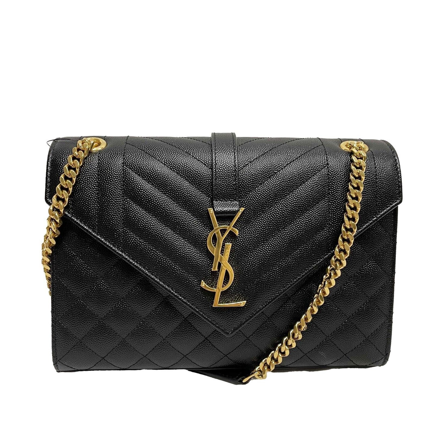 Saint Laurent NEW Classic Monogram Envelope Satchel Mixed Matelasse Leather