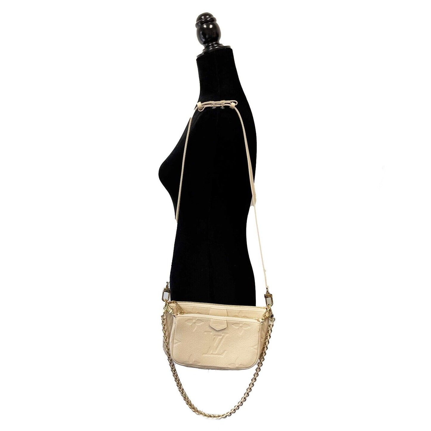 Louis Vuitton - NEW Cream Giant Monogram Empreinte Multi Pochette Accessories