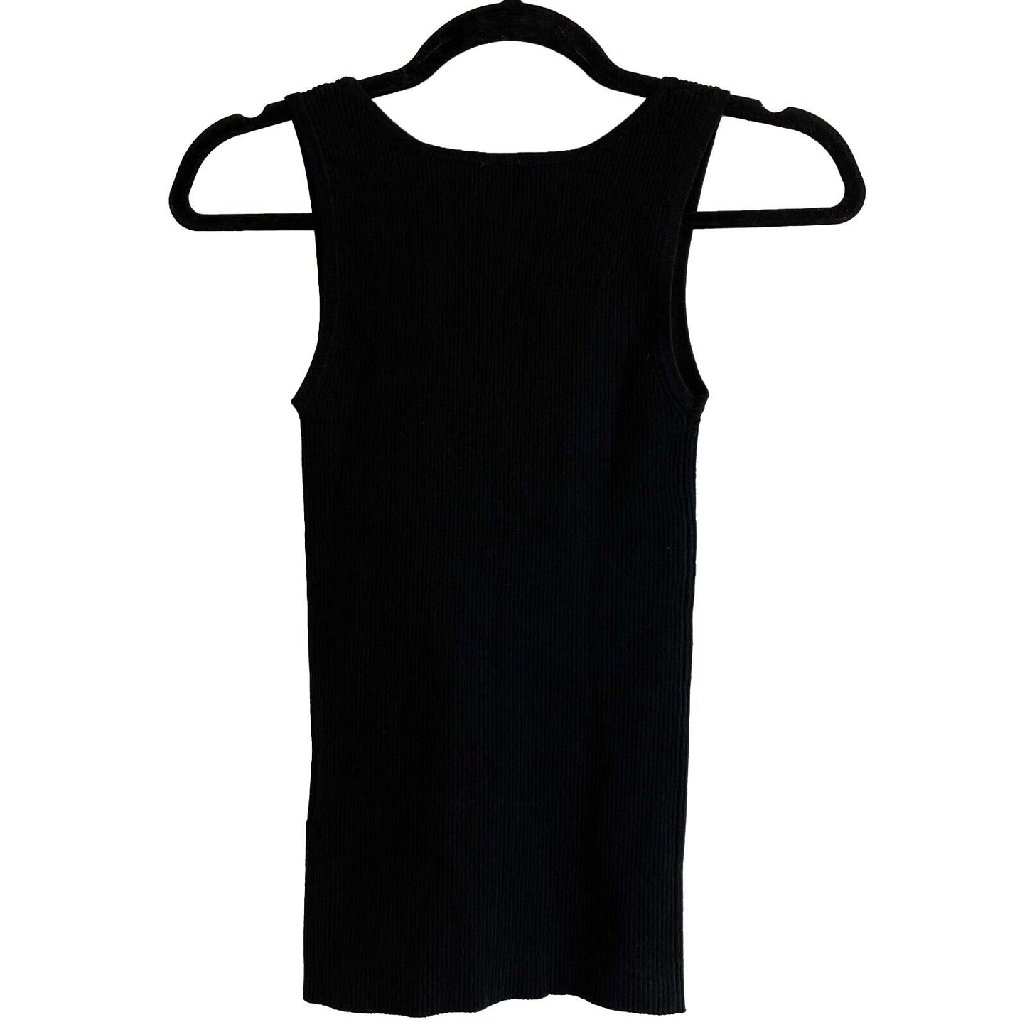 Miu Miu Viscose Tank Top In Nero Black Ribbed Tank Black, White 38 US 2