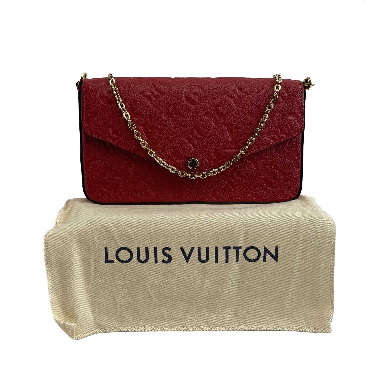 Louis Vuitton -Felicie Pochette-Monogram Empreinte Leather -Red-Handbag