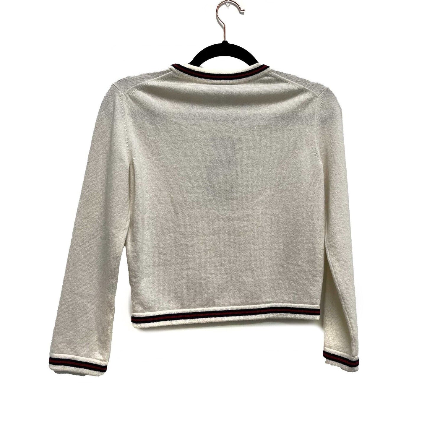 Chanel 19 No. 5 Logo Pullover Sweater Ivory NavyWhite Excellent 34 US 2