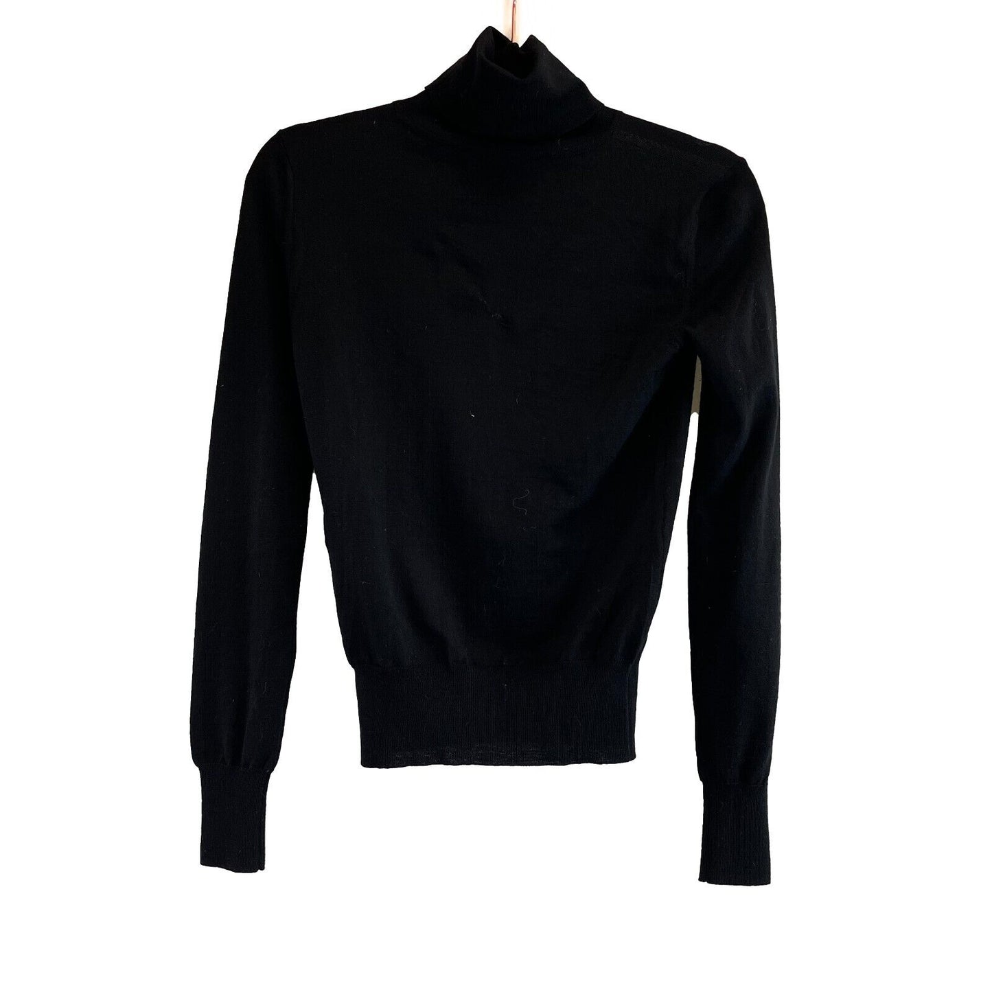 Versace Studded Crystal Gothic Cross Turtleneck Black Top 38 US 2 NEW