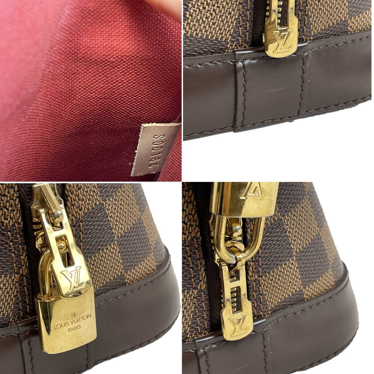 Louis Vuitton Alma Handbag Damier Ebene PM Brown W/ Lock & Keys