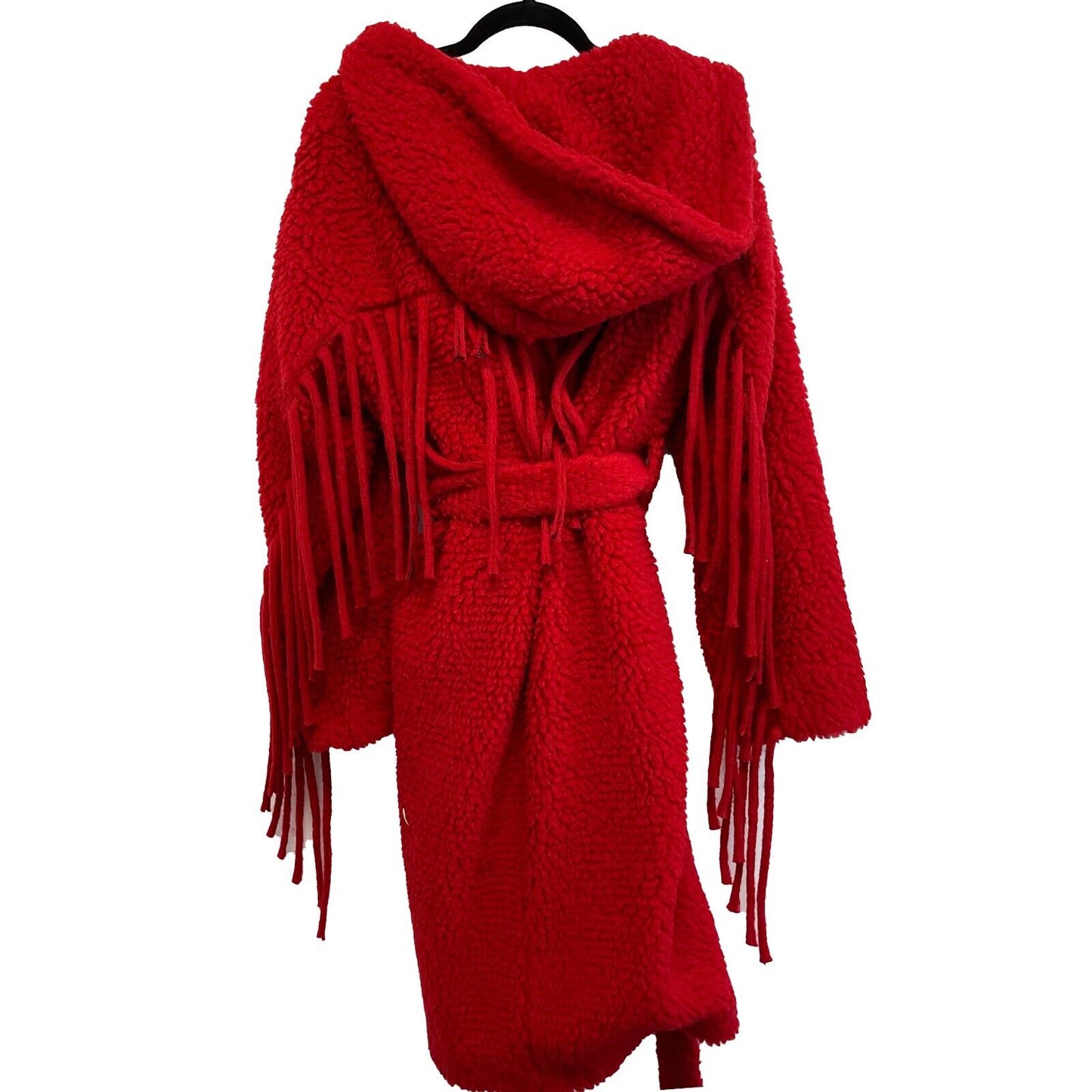 Stella McCartney New with Tags 2022/23 FW Runway Teddy Red Fringe Coat 34 US 0