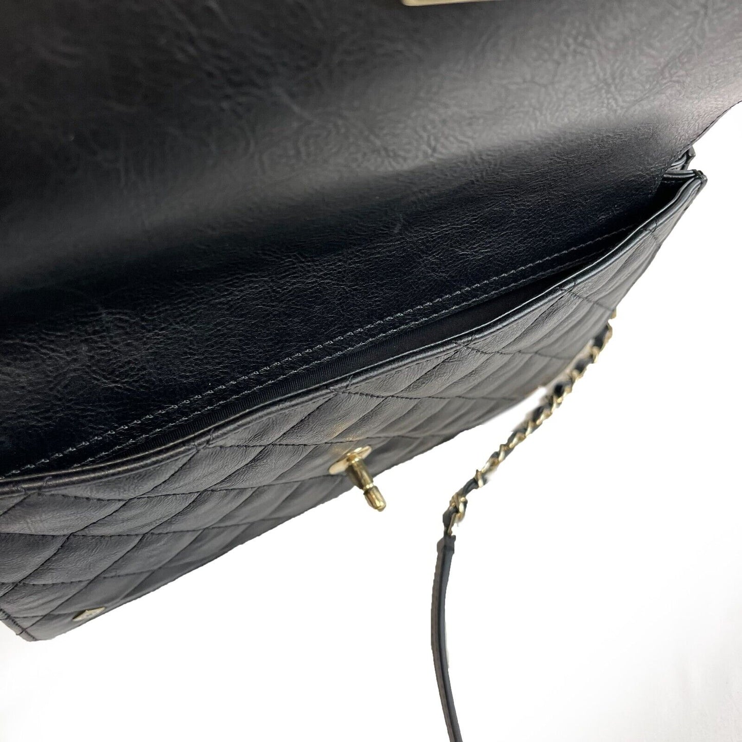 RARE Chanel Double Flap Pocket Medium CC Charm Black Handbag 2017