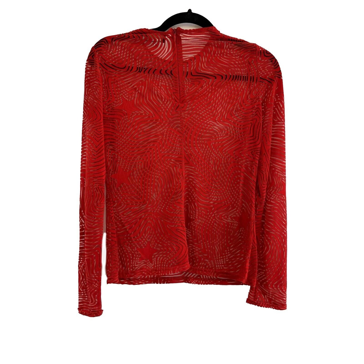 Versace Vintage 90s! RARE Star 38 US 2 Red Long Sleeve Blouse Top PRISTINE