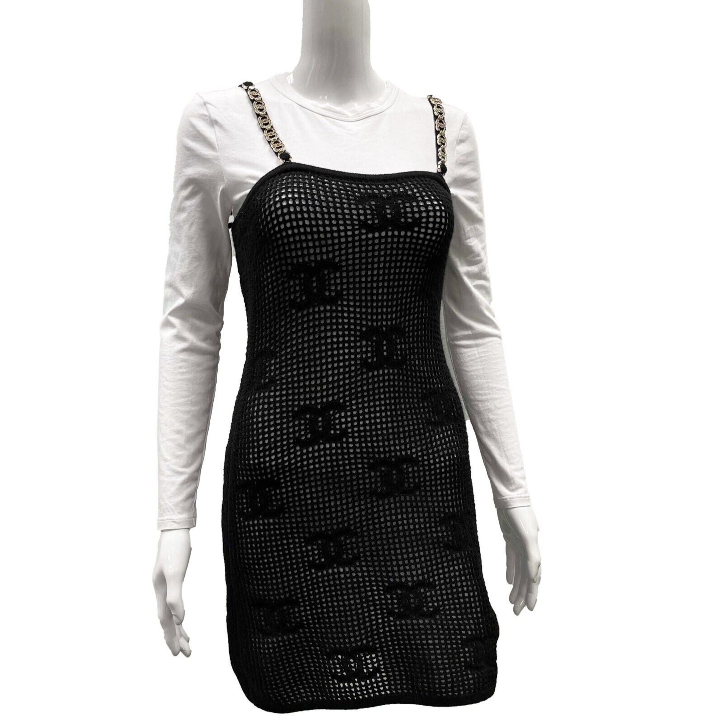 Chanel Excellent Mini Crew Neck 2022C White/Black XS US 0-2 Dress