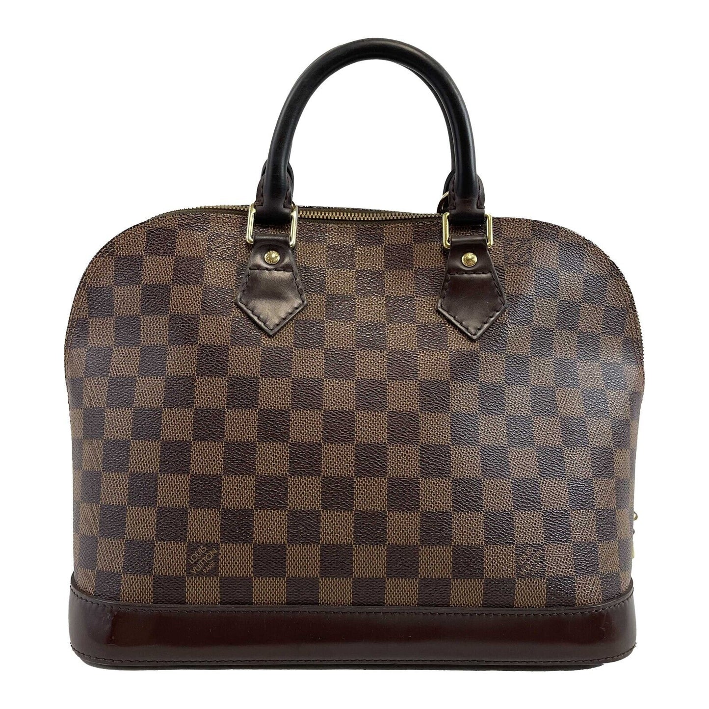 Louis Vuitton Alma Damier Ebene PM Brown Top Handle W/ Lock & Key