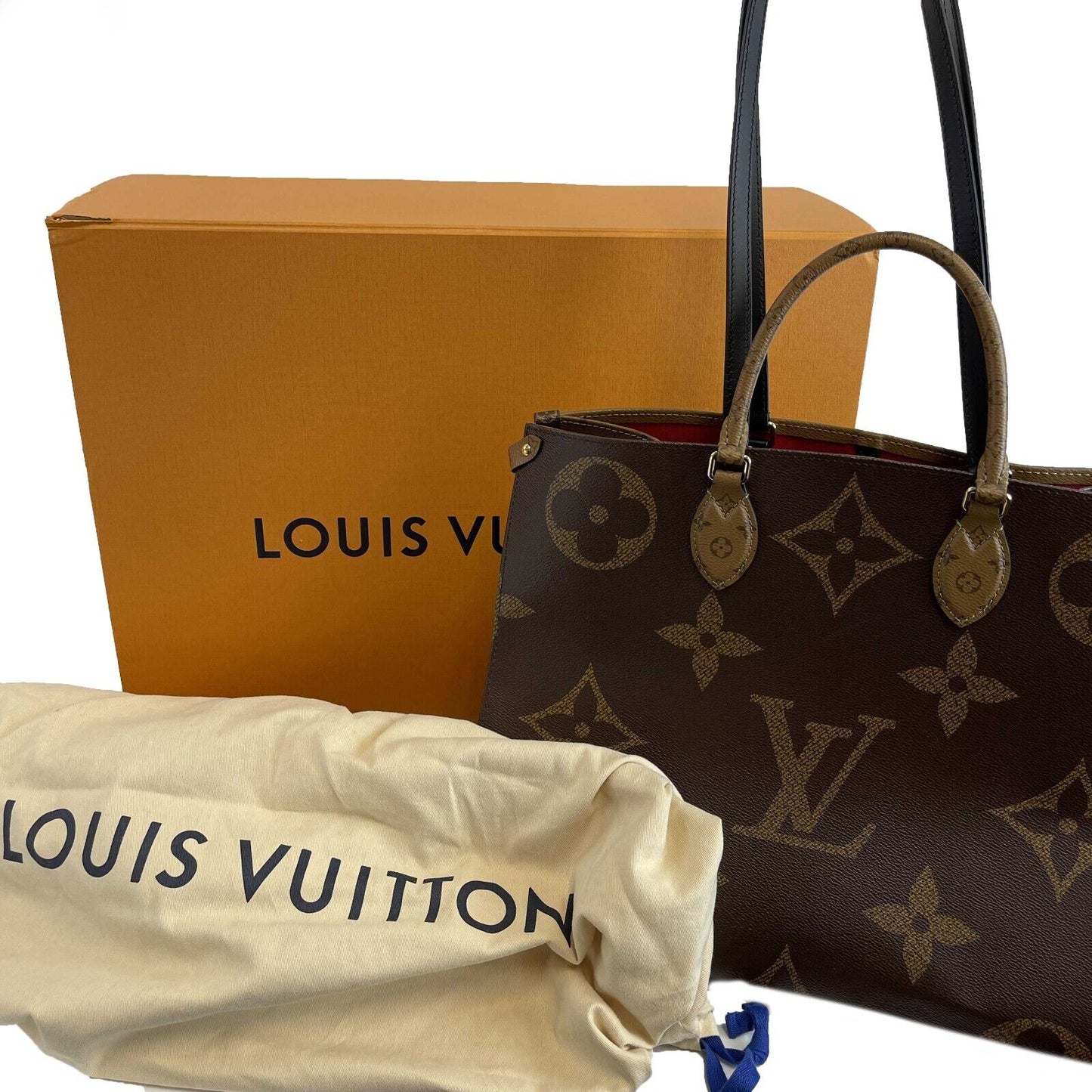 Louis Vuitton - Onthego GM - Brown and Tan Monogram Canvas Tote / Shoulder Strap