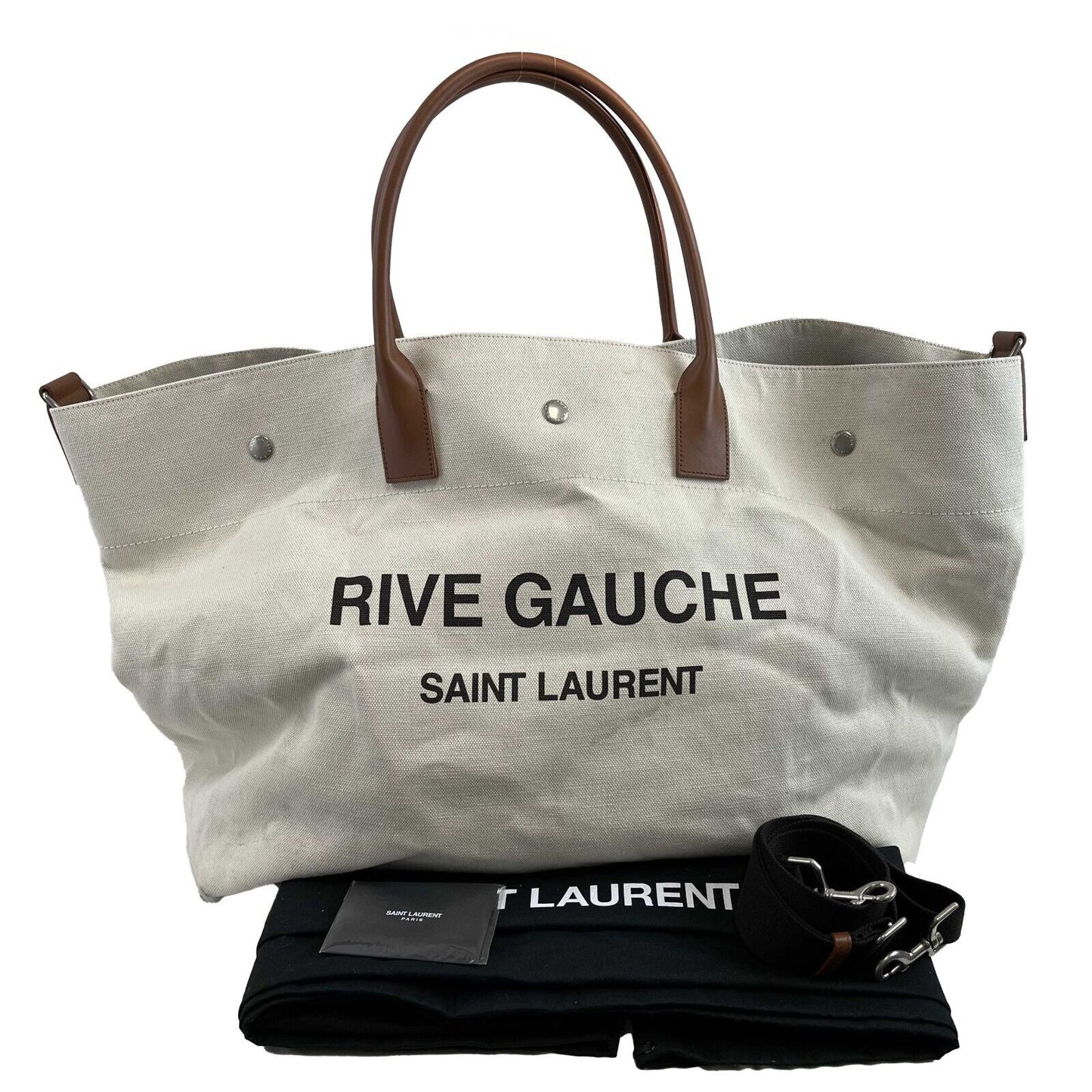 Saint Laurent Rive Gauche Maxi Tote Cream Tote Bag