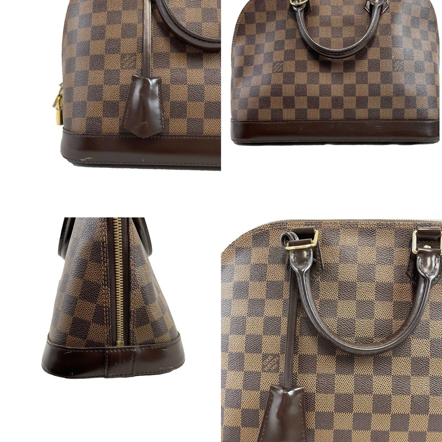 Louis Vuitton Alma Handbag Damier Ebene PM Brown W/ Lock & Keys