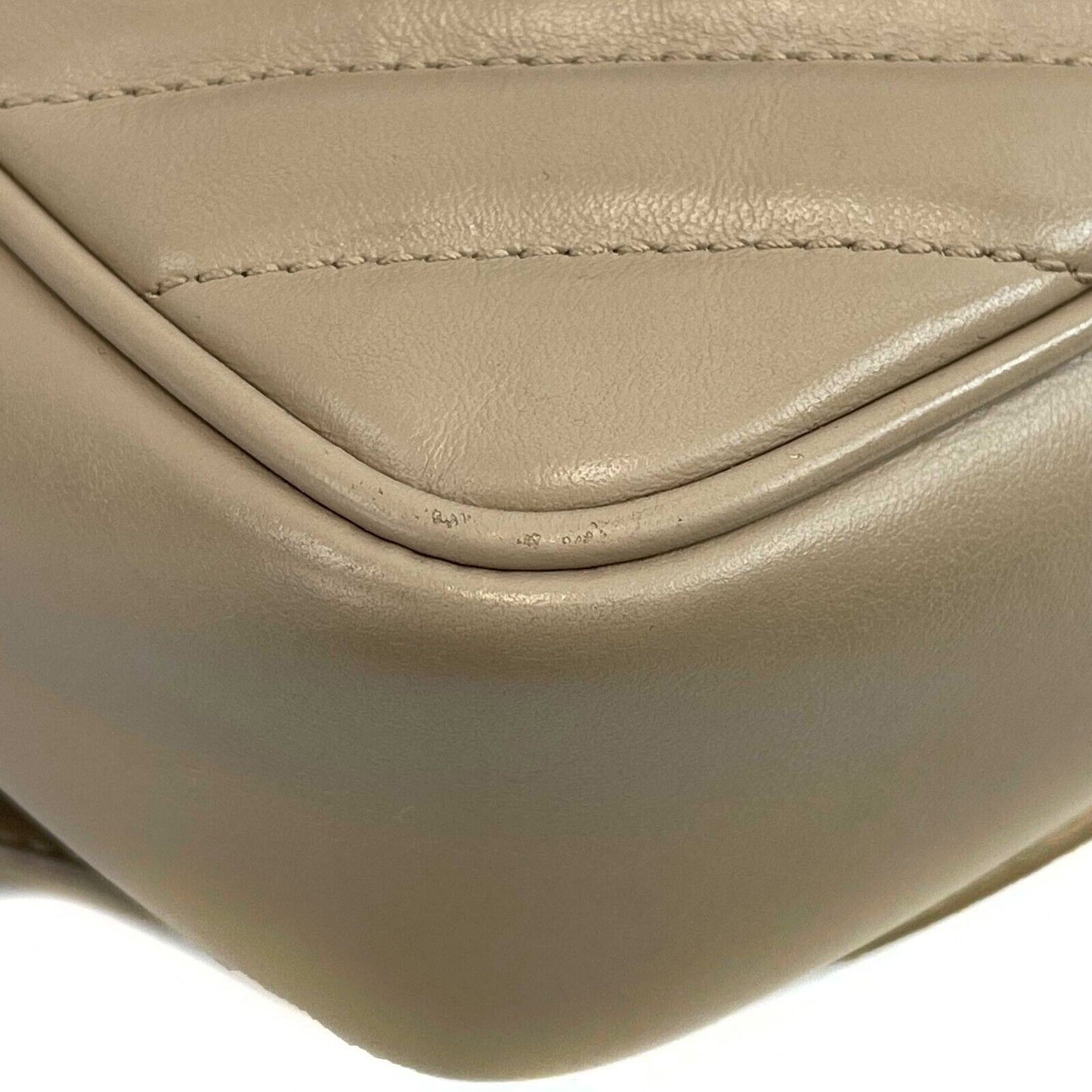 Saint Laurent - YSL Dark Beige Chevron Leather Small Camera Bag w/ Tassel Crossbody