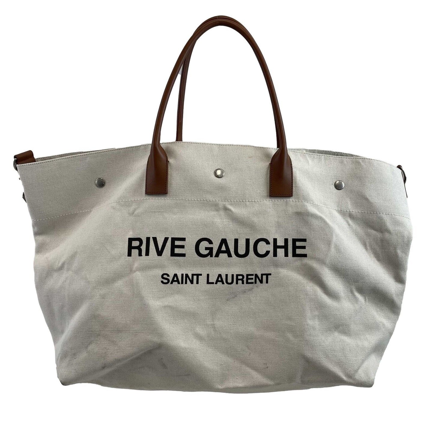 Saint Laurent Rive Gauche Maxi Tote Cream Tote Bag