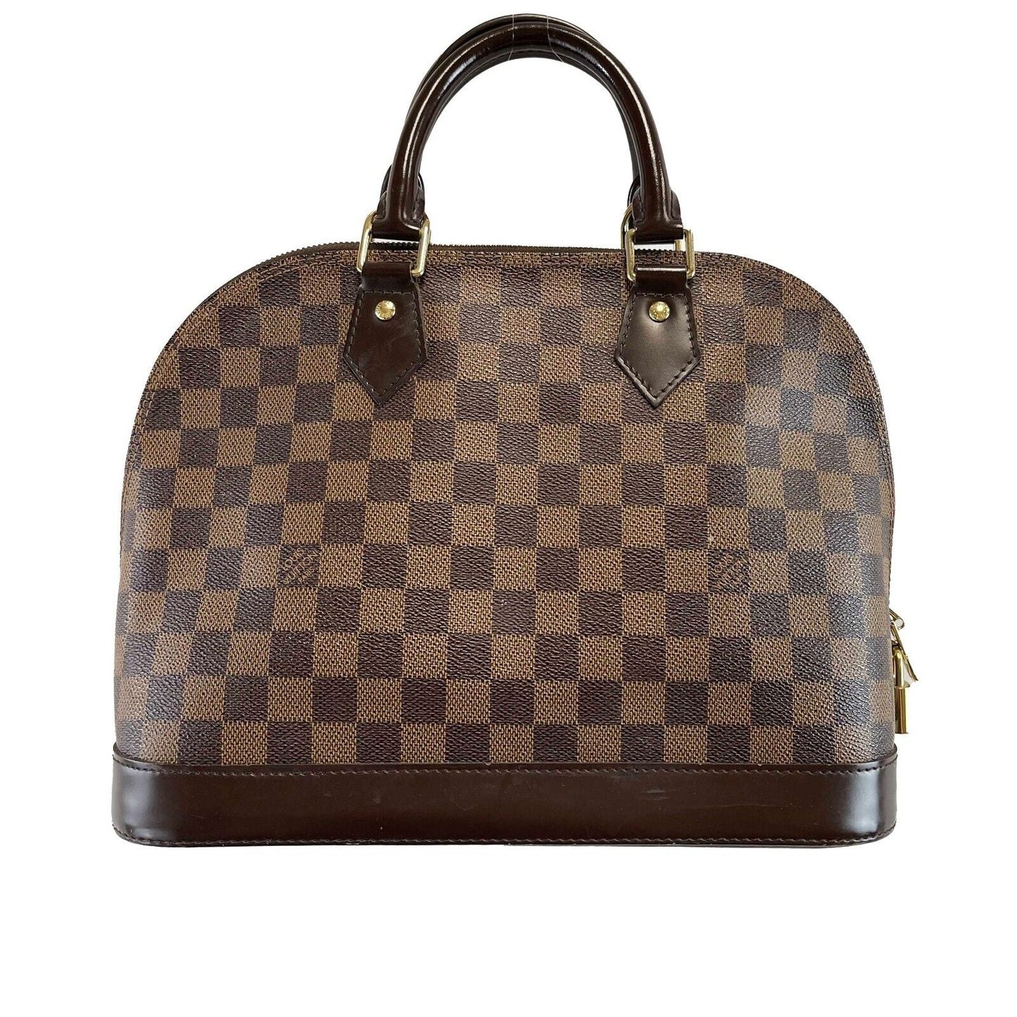 Louis Vuitton Alma Handbag Damier Ebene PM Brown W/ Lock & Keys