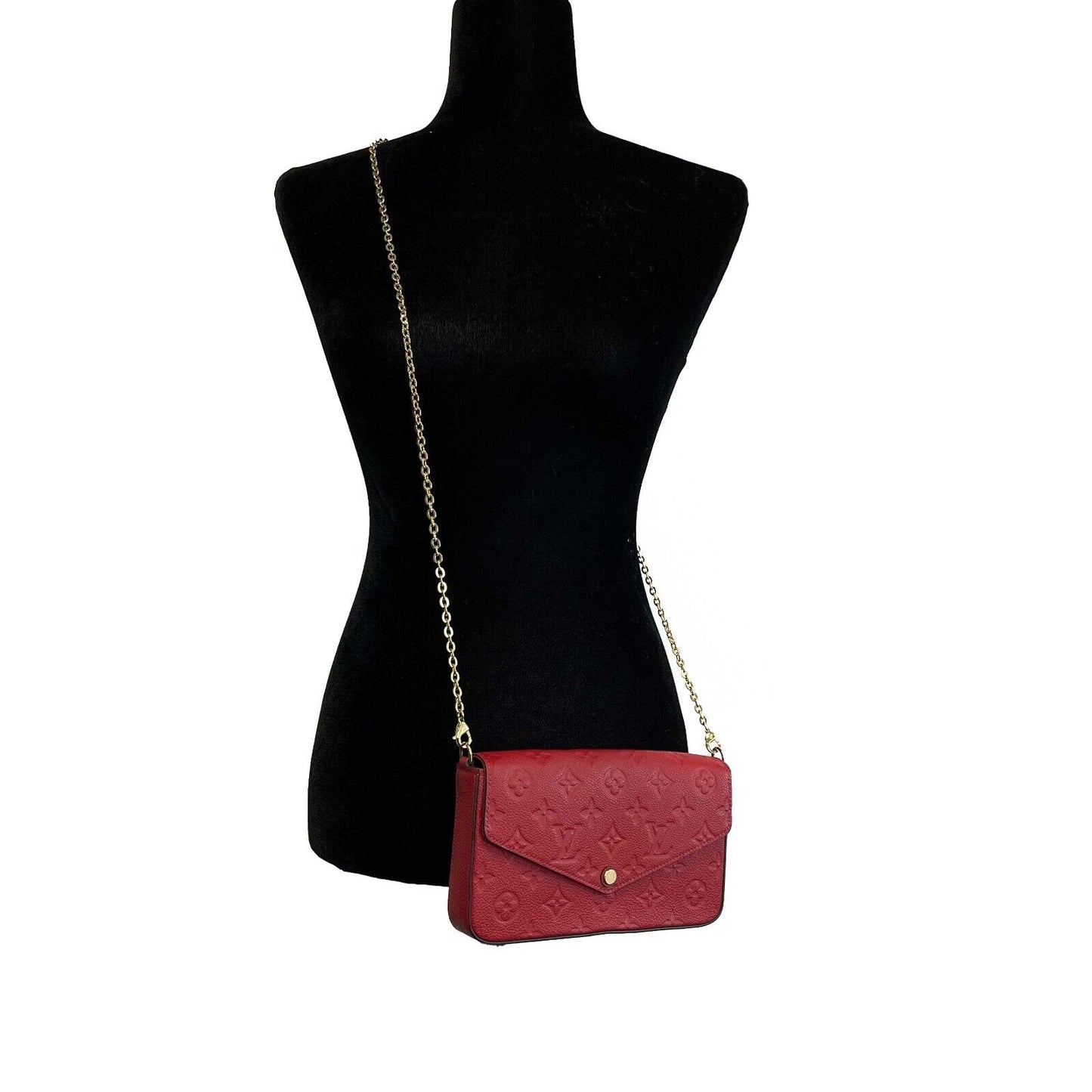 Louis Vuitton -Felicie Pochette-Monogram Empreinte Leather -Red-Handbag