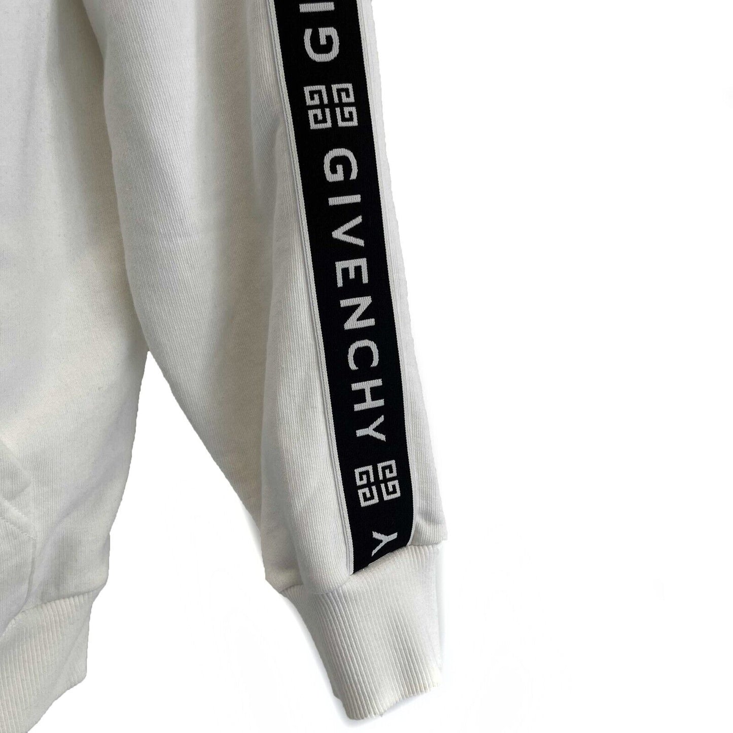 GIVENCHY - White Logo Tape - White / Black Hoodie - Size S