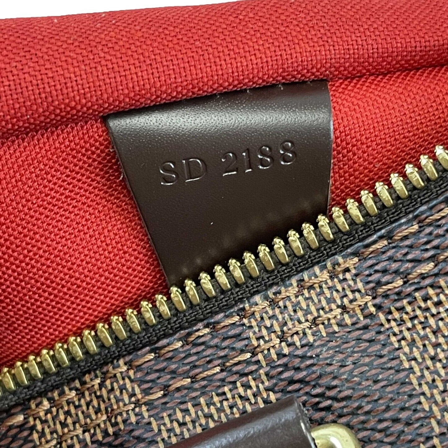 Louis Vuitton Speedy Bandoulier 25 Red Interior Damier Ebene Crossbody Brown