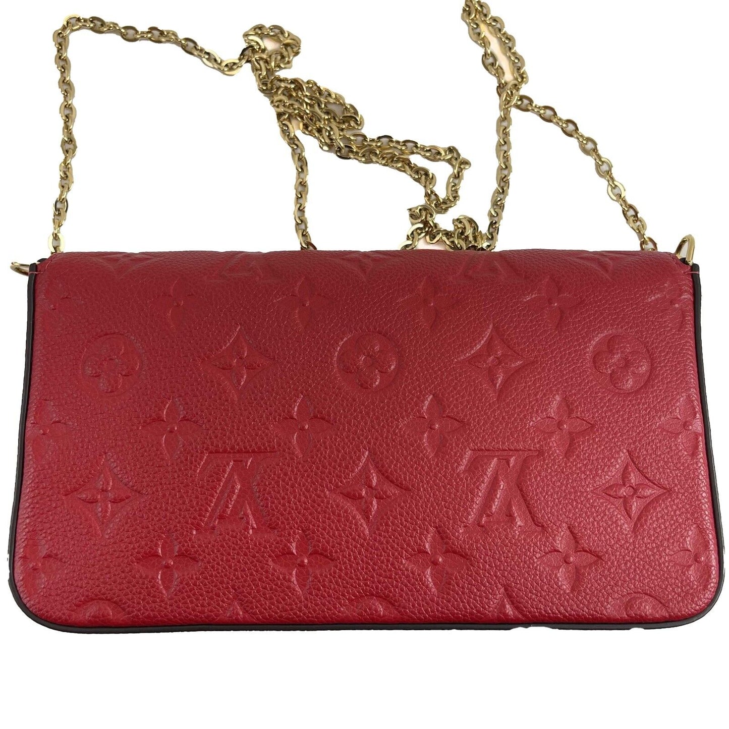 Louis Vuitton -Felicie Pochette-Monogram Empreinte Leather -Red-Handbag