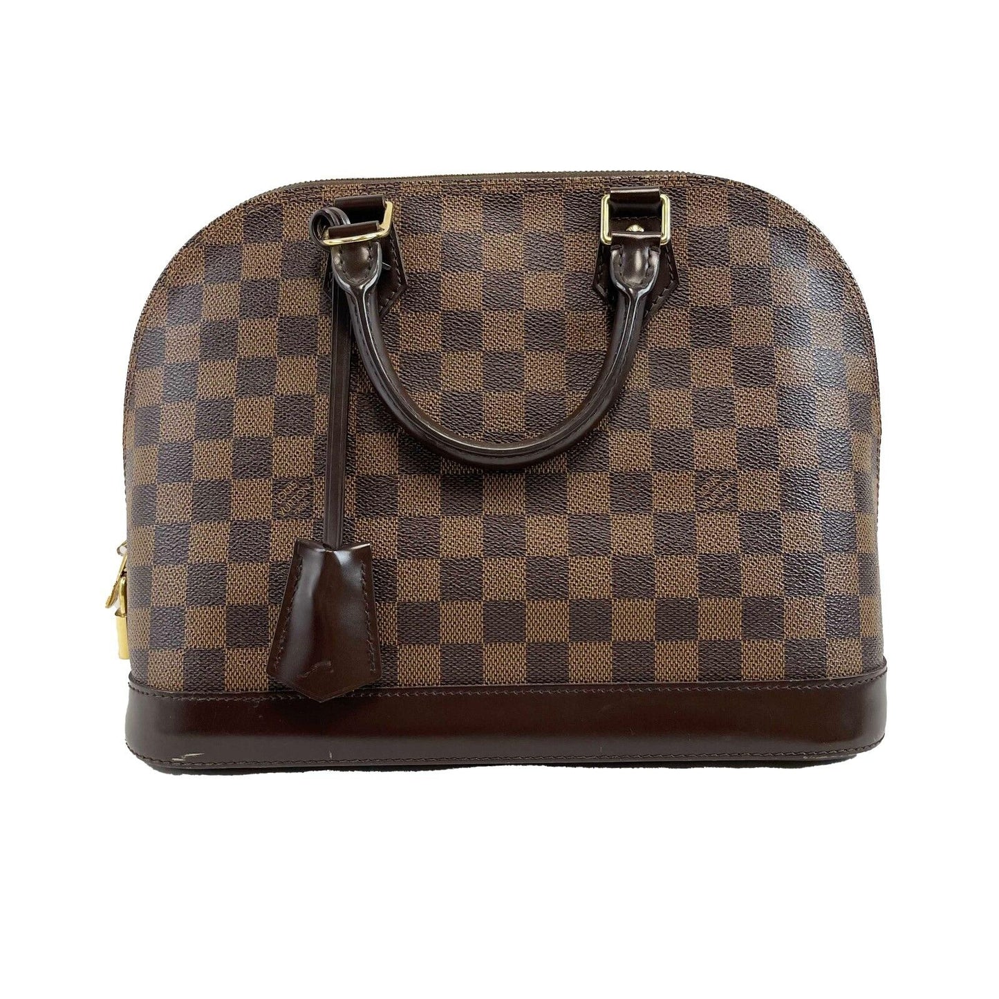 Louis Vuitton Alma Handbag Damier Ebene PM Brown W/ Lock & Keys