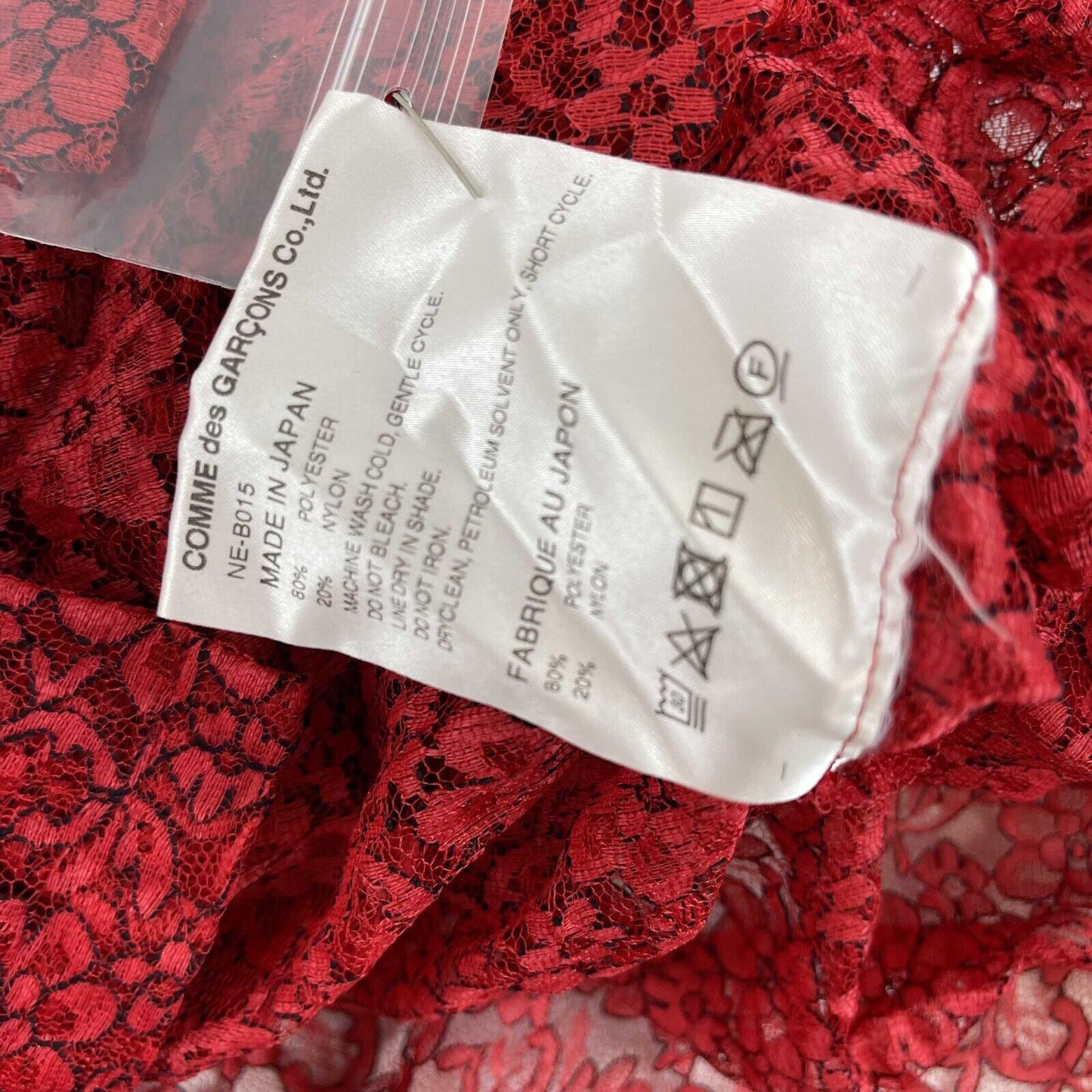 Comme des Garcons Girl Pristine Sheer Lace Shirt Button Down 2020 Red XS
