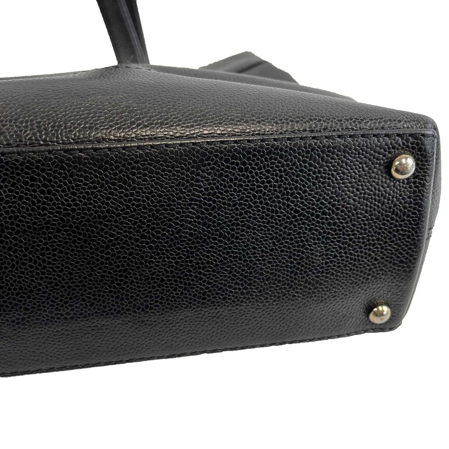 CHANEL - Vintage CC Open Caviar Leather Black Large Tote