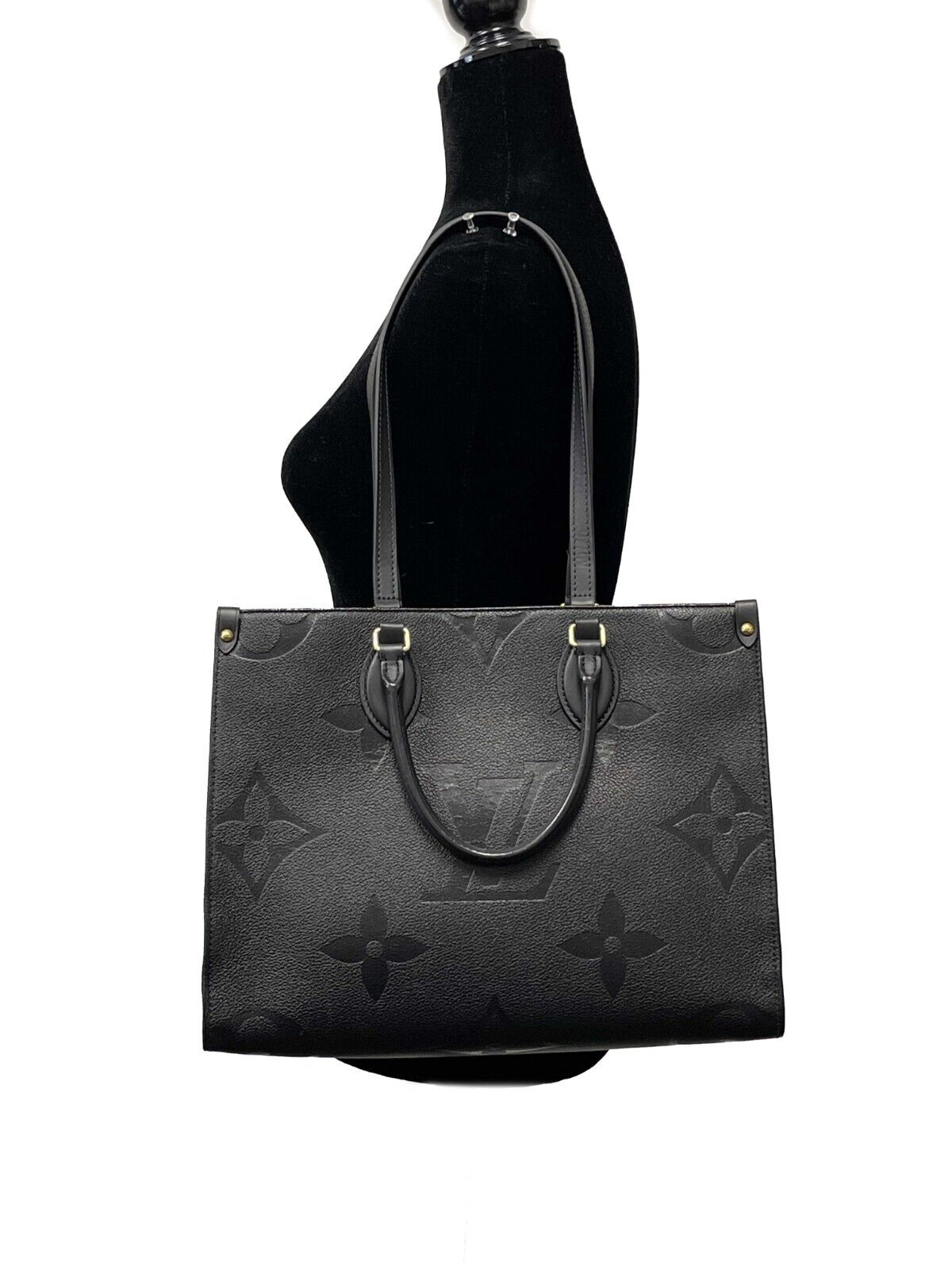 Louis Vuitton - LV OnTheGo MM - Black Leather Tote w/ Shoulder Strap