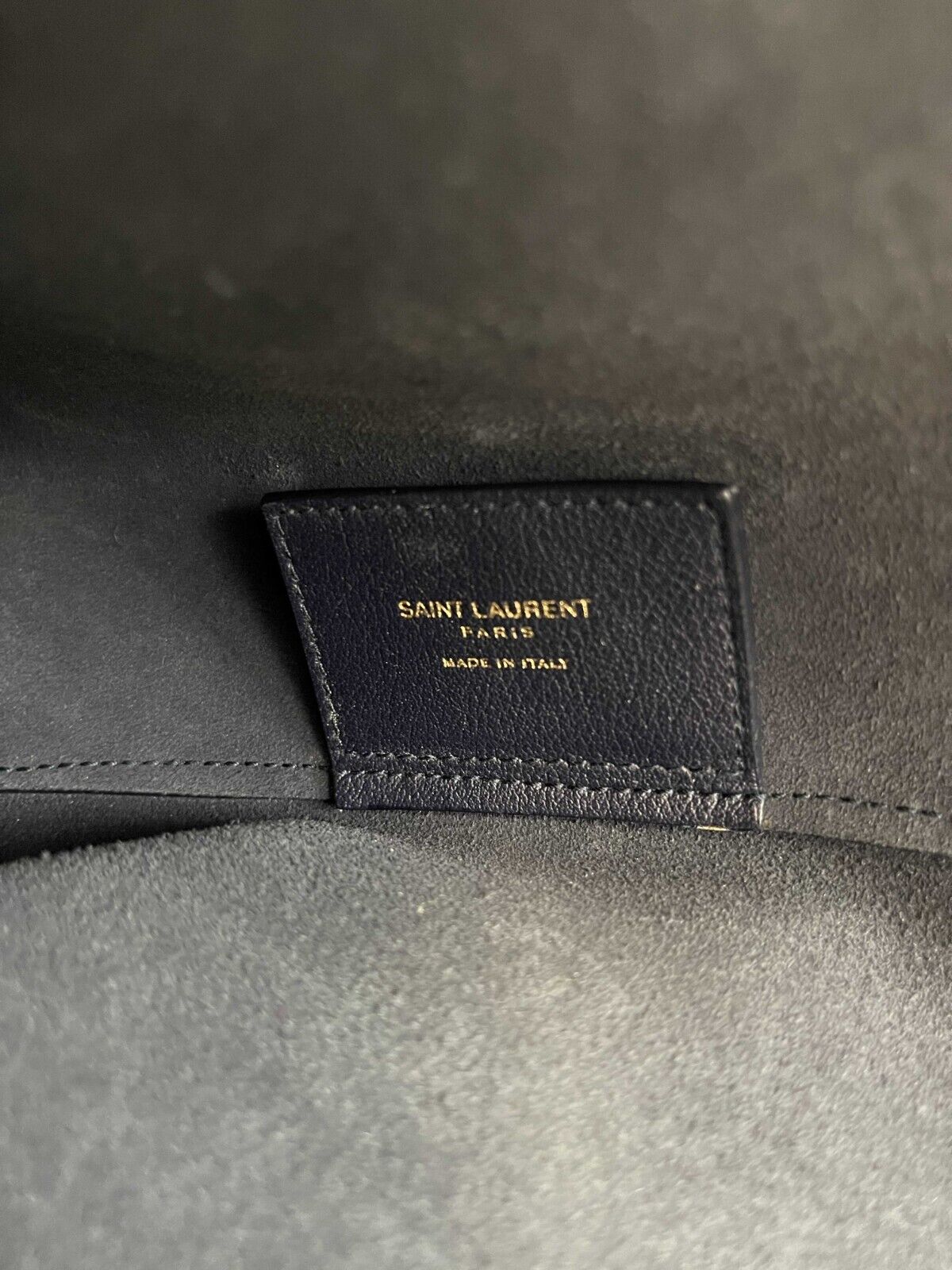 Saint Laurent Large Leather Shopper Tote - Navy Blue Shoulder Bag
