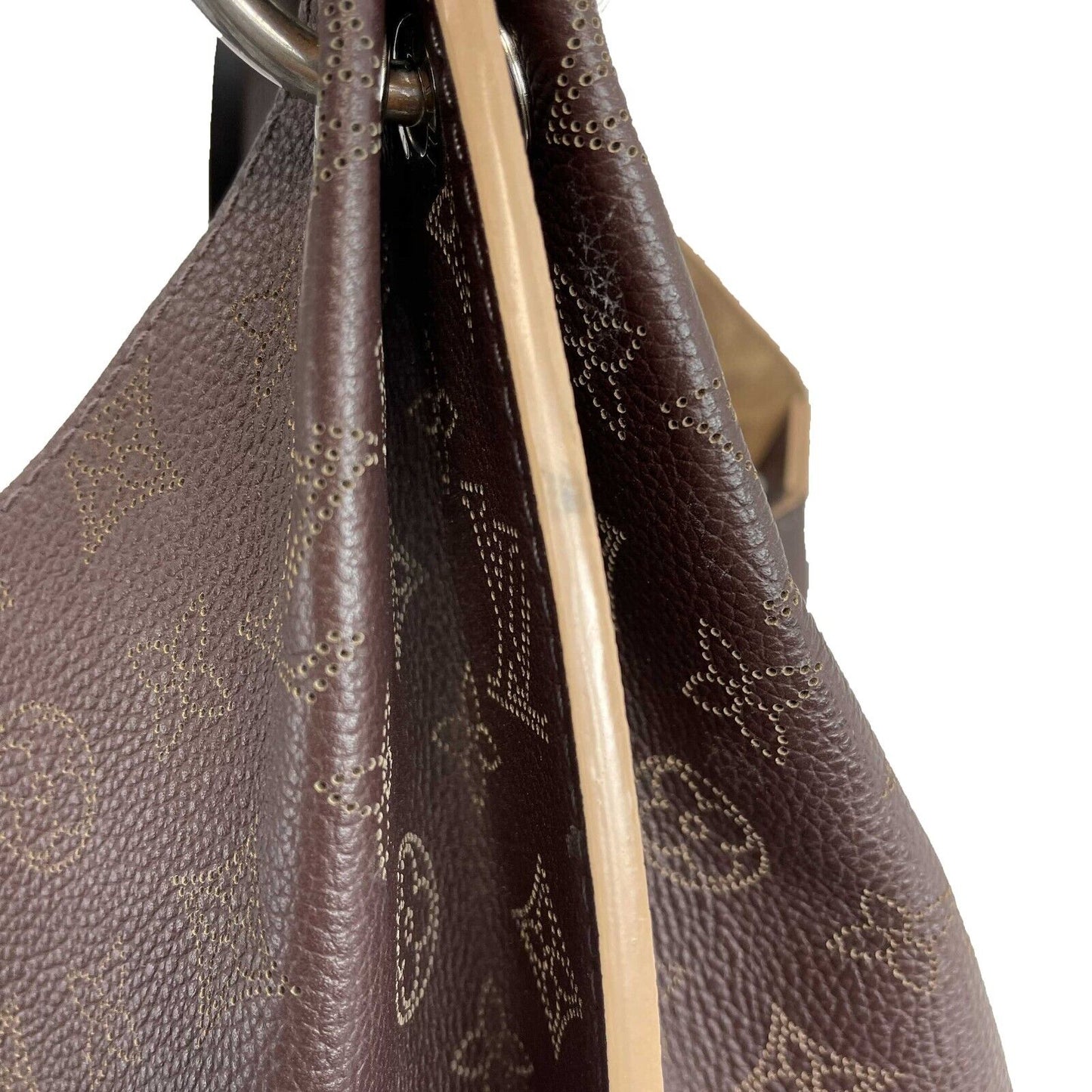 Louis Vuitton - Carmel Hobo Mahina Leather Brown Monogram Shoulder Bag w/ Charm