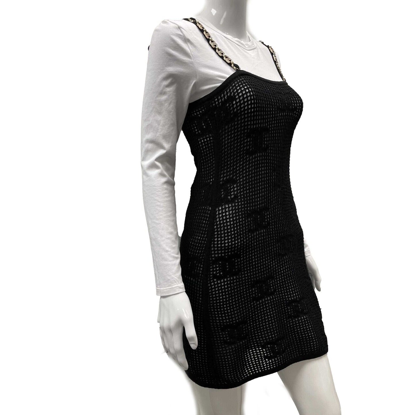 Chanel Excellent Mini Crew Neck 2022C White/Black XS US 0-2 Dress