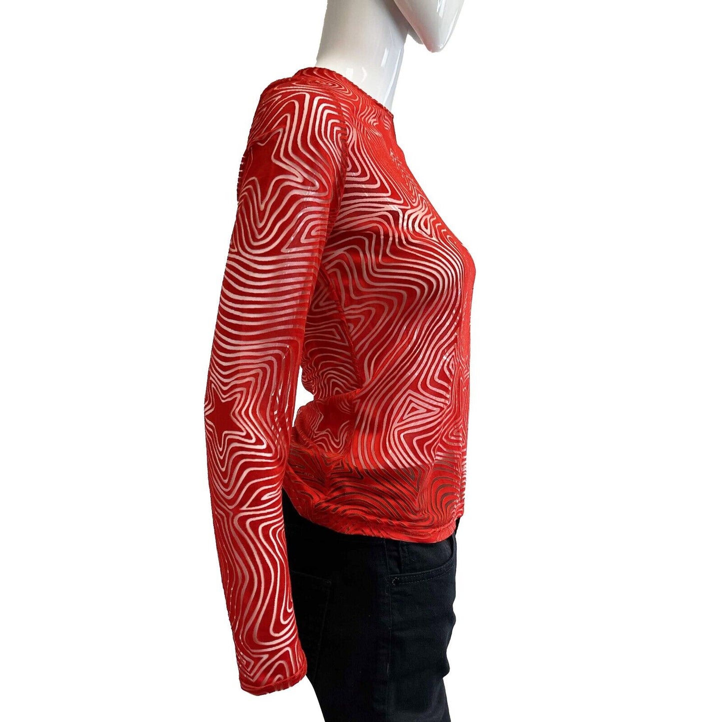 Versace Vintage 90s! RARE Star 38 US 2 Red Long Sleeve Blouse Top PRISTINE