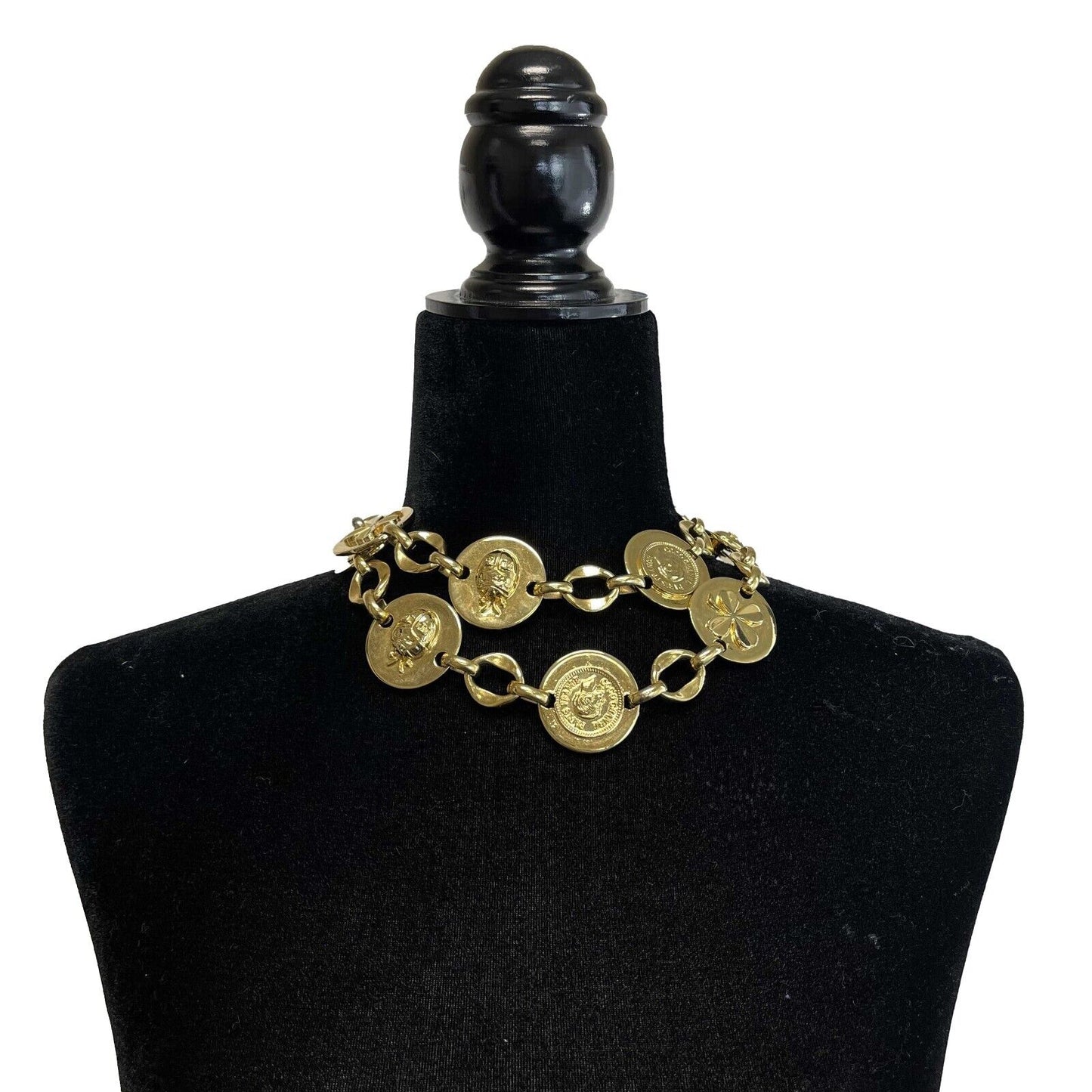 Chanel Charm Gold Coin Medallion Vintage Belt Necklace