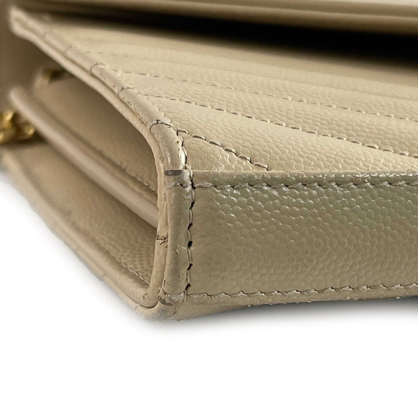 Saint Laurent - YSL Monogramme Grain de Poudre Wallet Chain / Beige Crossbody