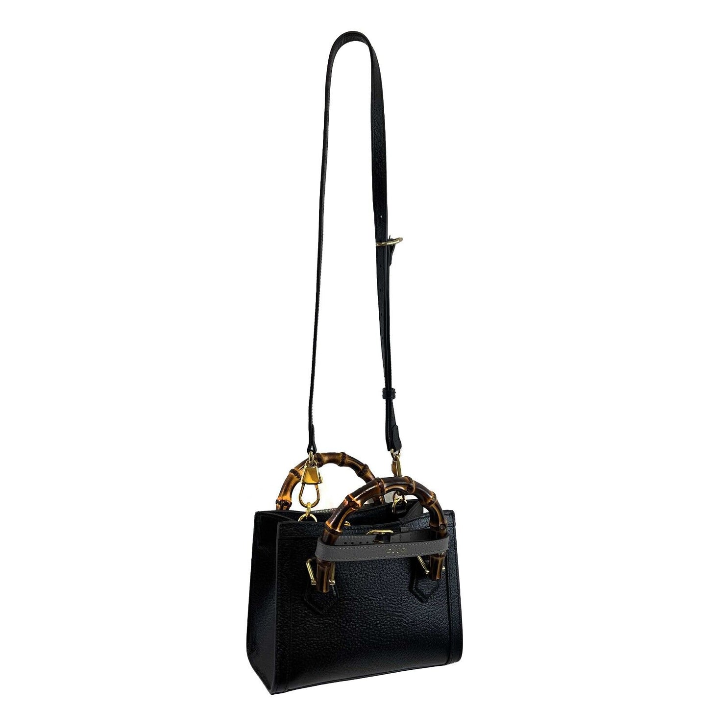 Gucci Excellent Mini Diana NM Bamboo Handle Tote Black Crossbody Bag