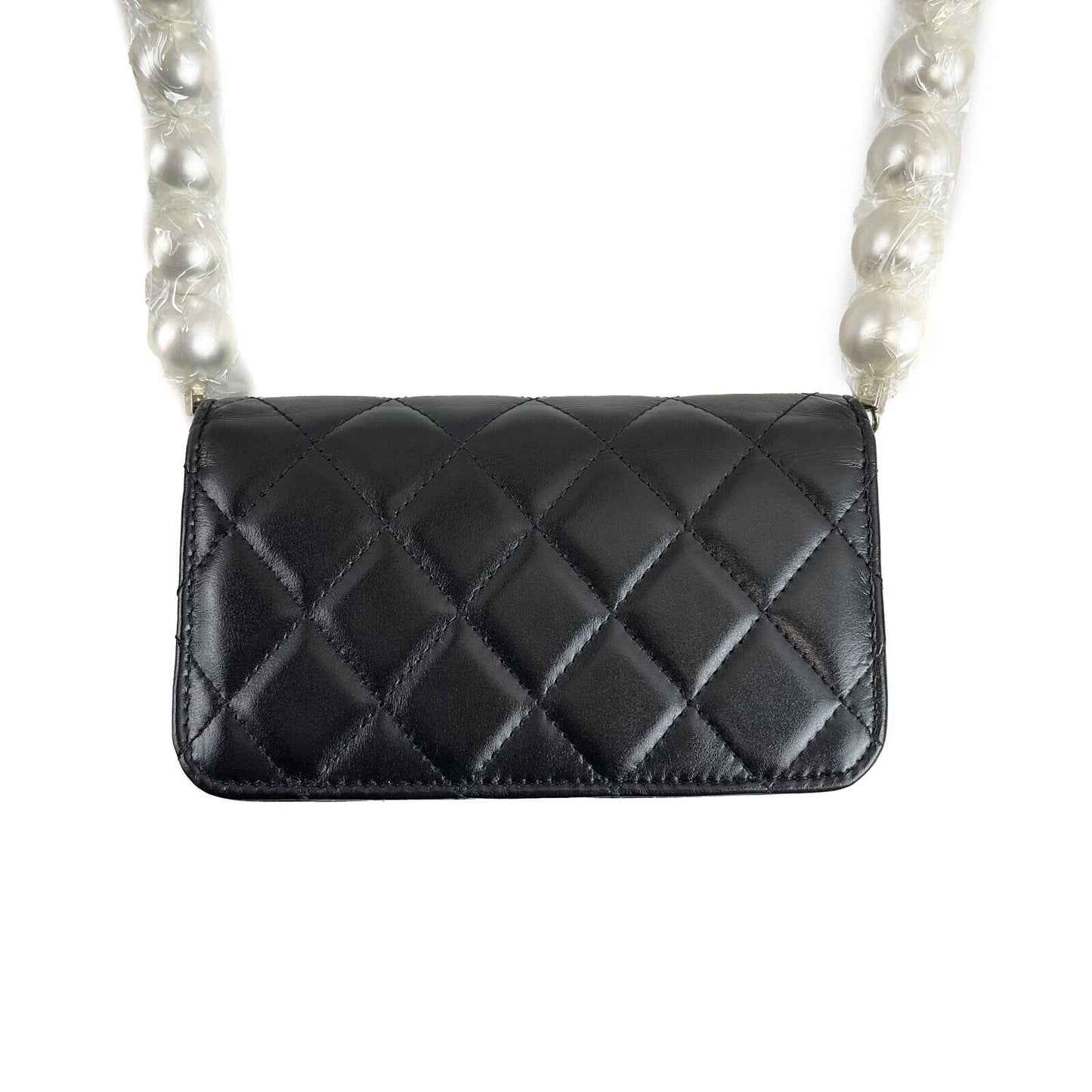 Chanel NEW Wallet on Chain Mini Black Giant Pearls Clutch Black Crossbody