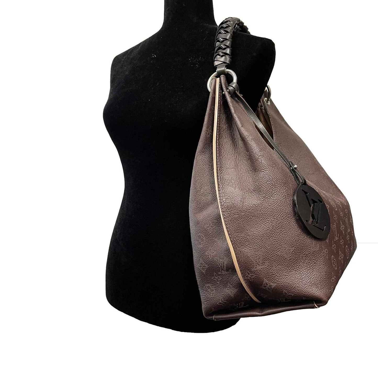 Louis Vuitton - Carmel Hobo Mahina Leather Brown Monogram Shoulder Bag w/ Charm