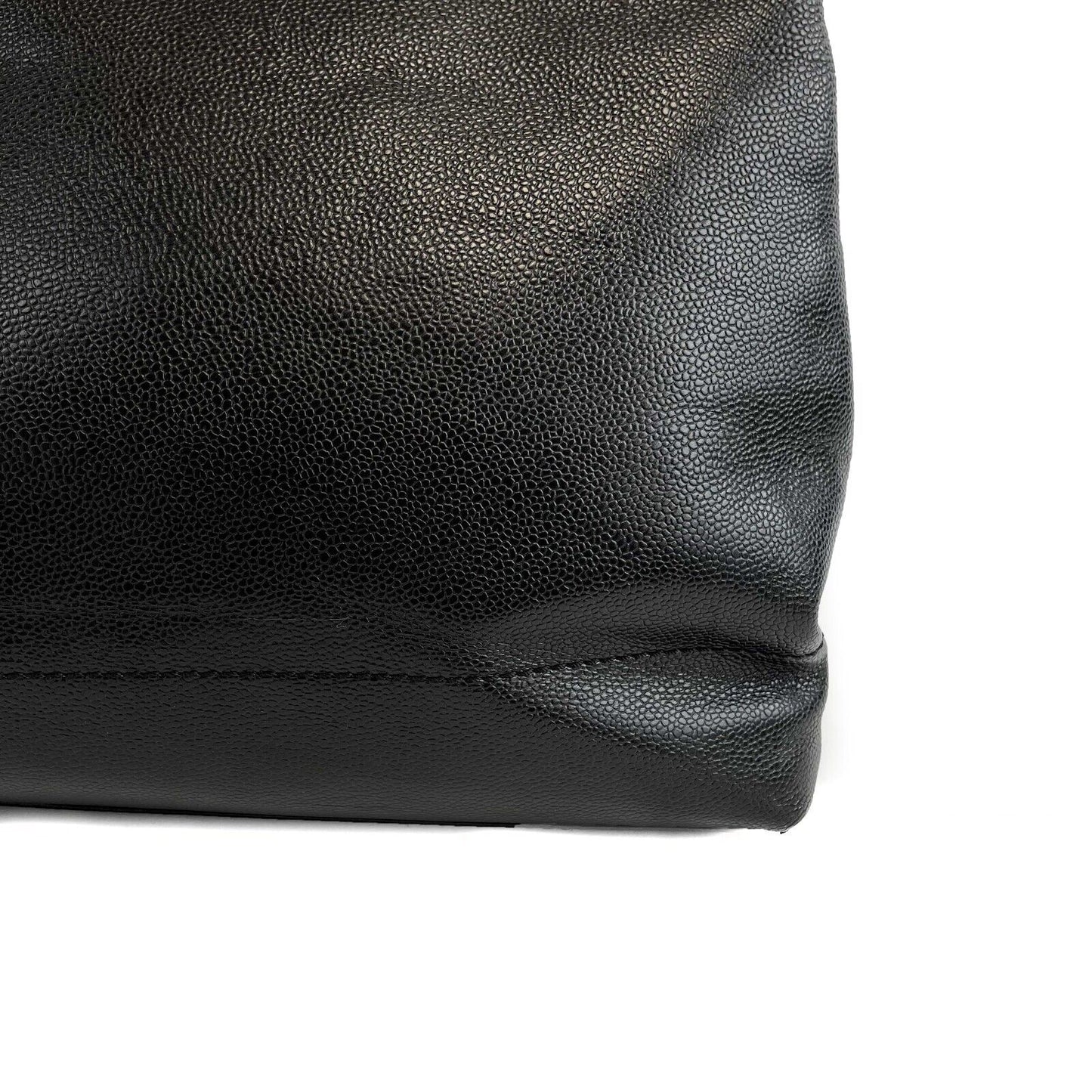 CHANEL - Vintage CC Open Caviar Leather Black Large Tote