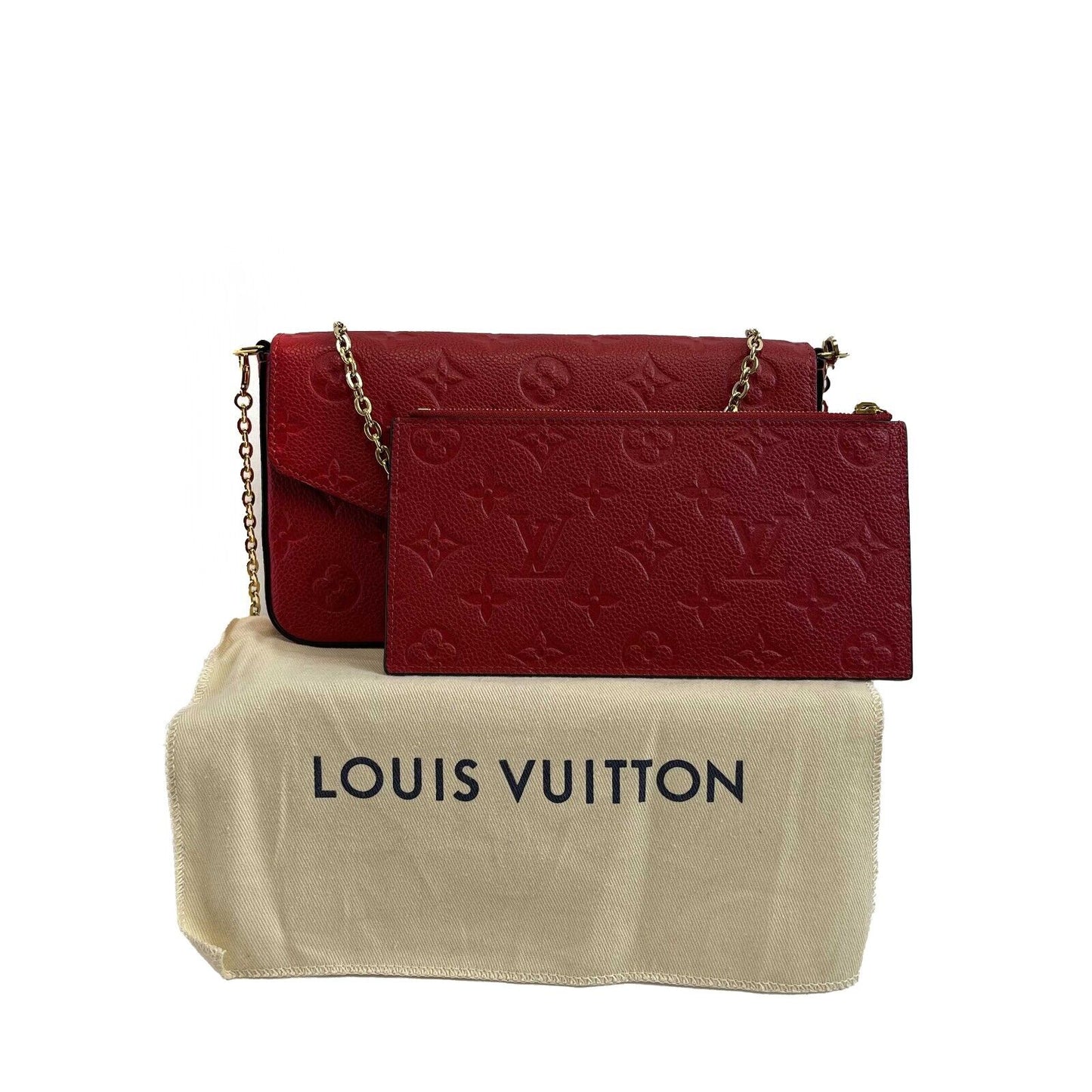 Louis Vuitton -Felicie Pochette-Monogram Empreinte Leather -Red-Handbag