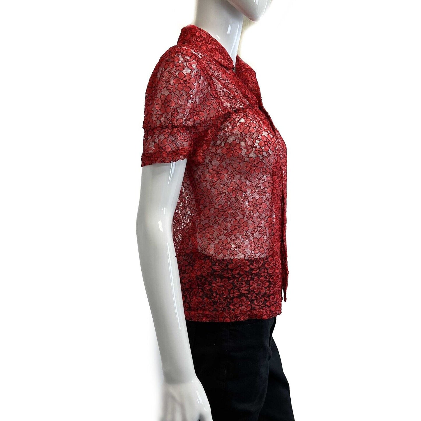 Comme des Garcons Girl Pristine Sheer Lace Shirt Button Down 2020 Red XS
