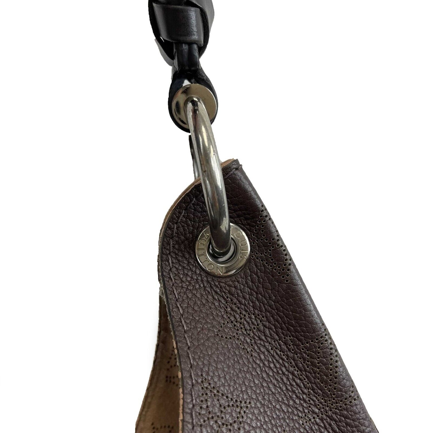Louis Vuitton - Carmel Hobo Mahina Leather Brown Monogram Shoulder Bag w/ Charm