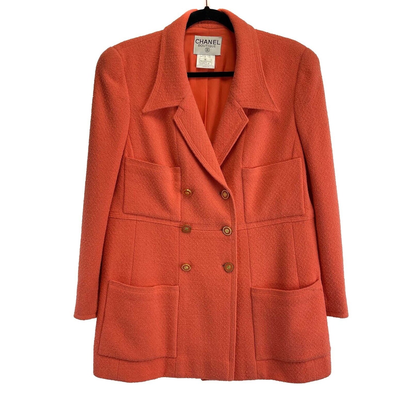 CHANEL - Coral Skirt Suit - 2 Pockets - CC Buttons - 44 US 14