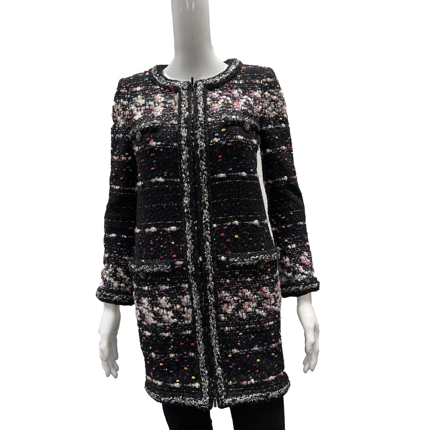Chanel 2014 Cocomark Wool Blend Lesage Gliter Tweed Coat Multicolor 34 US 2