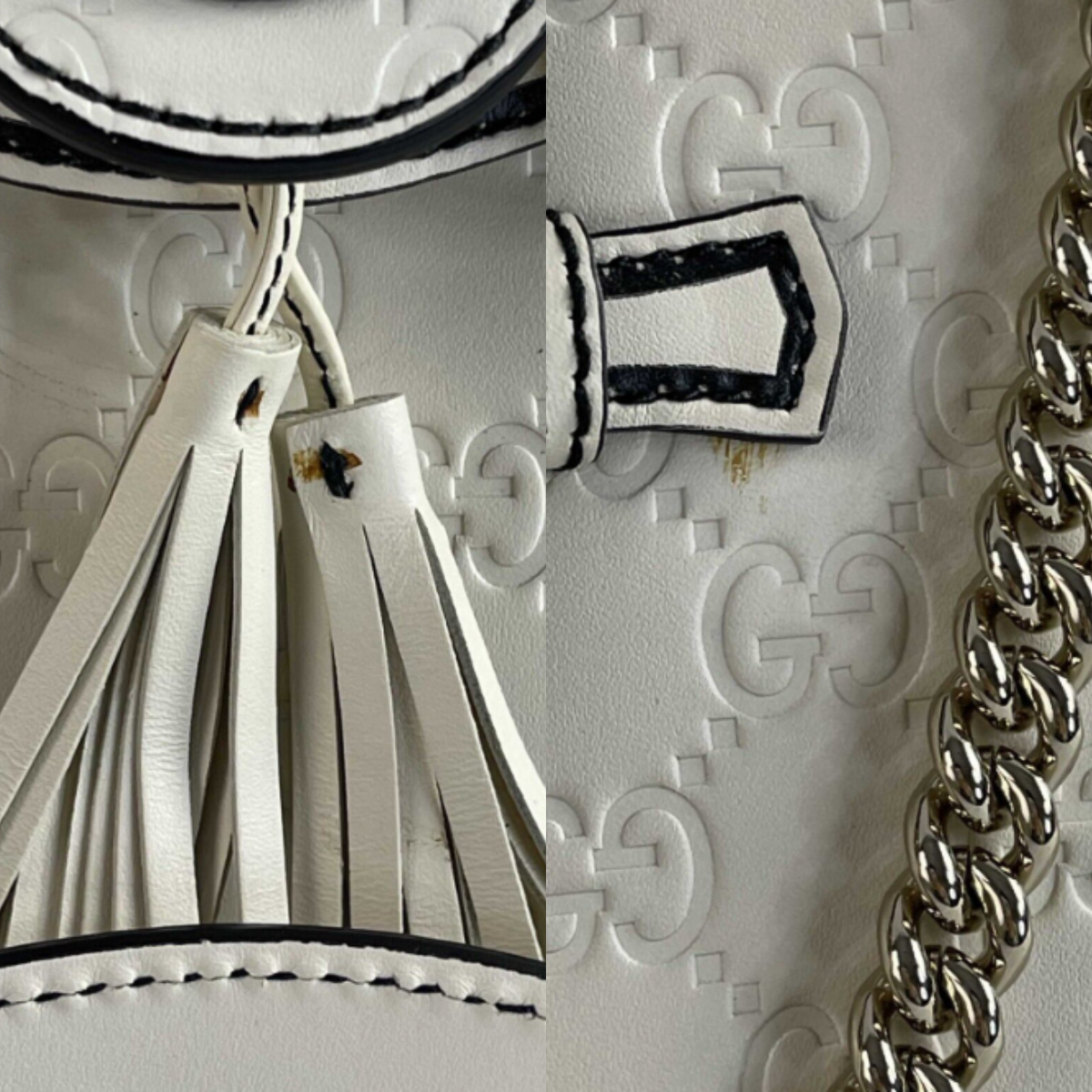 Gucci - Very Good - Emily Chain Flap Guccissima Medium - White - Handbag