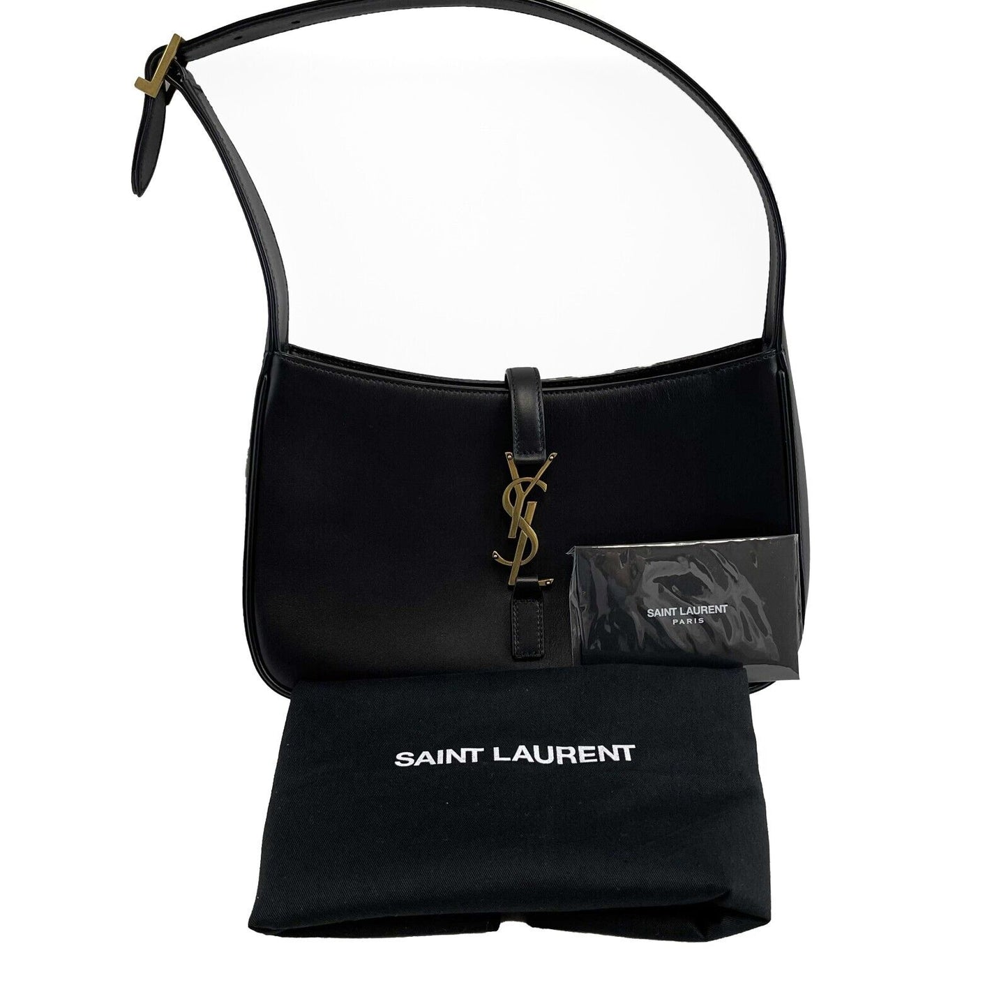 Saint Laurent Le 5 a 7 Hobo Leather Small in Smooth Leather Black Handbag
