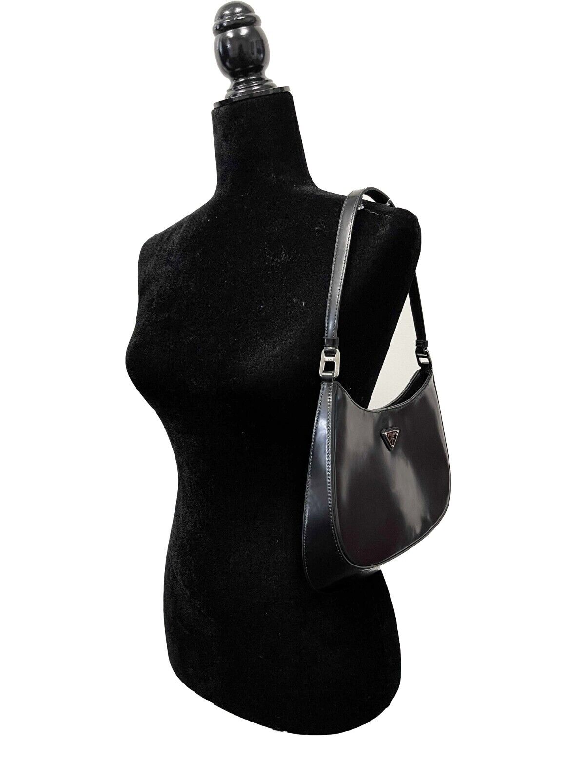 Prada New Cleo Brushed Leather Black Handbag