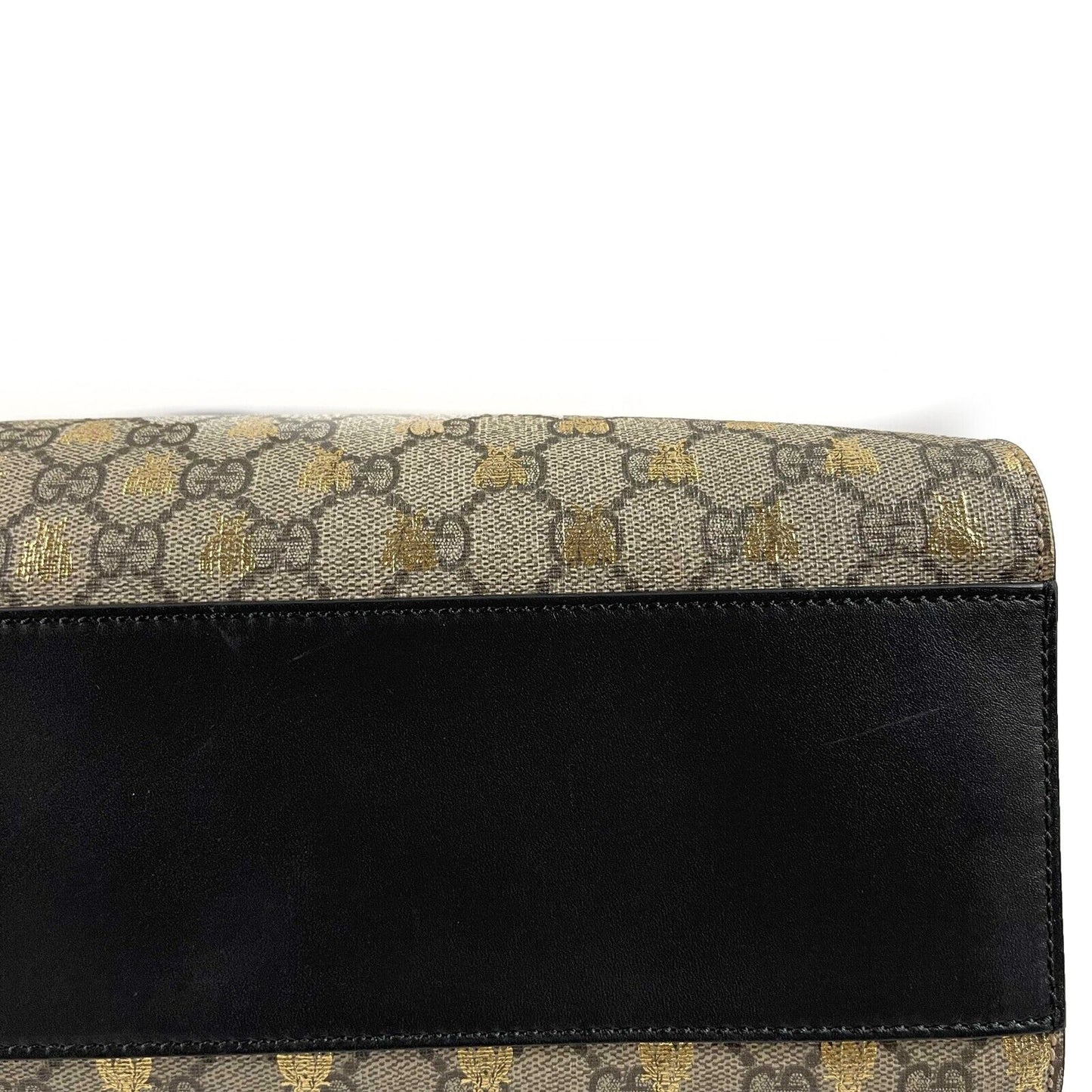 Gucci Padlock Chain Tote GG Supreme Monogram Bees Medium Brown Handbag Excellent